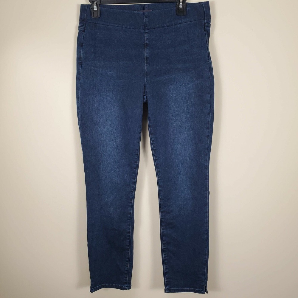 NYDJ Alina Pull ON Ankle blue dark wash skinny jeans elastic waist womens 6